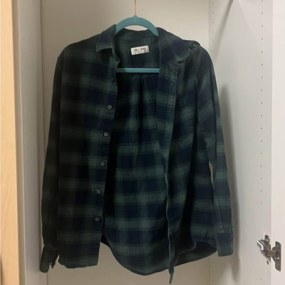 Line of Trade, button up checkered flannel shirt long sleeve Medium